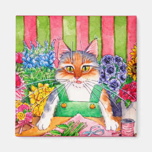Aimant Chat chatte Heather's Flower Shop chaton mignon ai