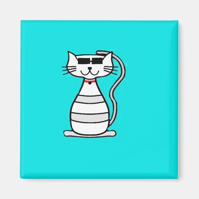 Aimant Chat cool avec lunettes de soleil (Devant)