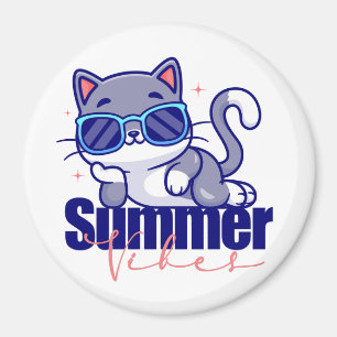 Aimant Chat Cool Été Vibes