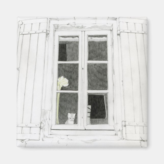 Aimant Chat dans l'aimant de fenêtre (Devant)