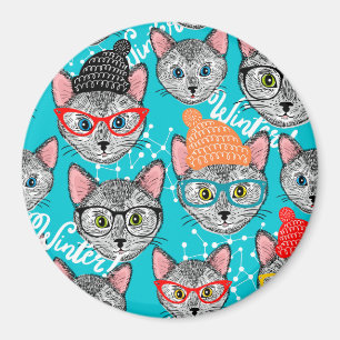 Aimant Chat dans le casquette