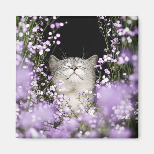 Aimant Chat dans les fleurs
