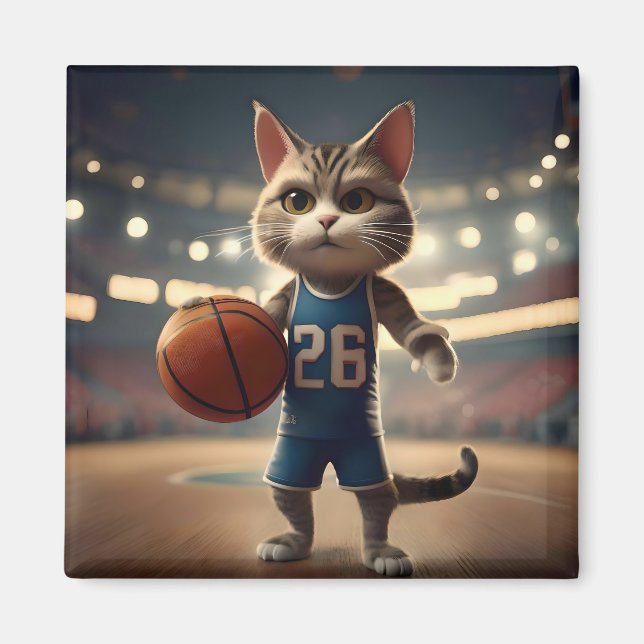 Aimant Chat de basket-ball, (Devant)