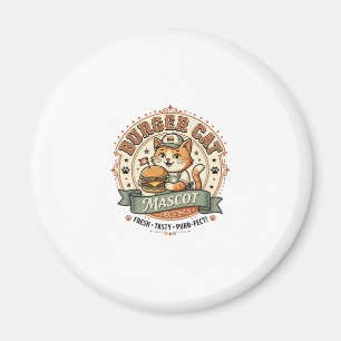 Aimant Chat de Burger Mascotte Chat Nourriture Rapide Mas