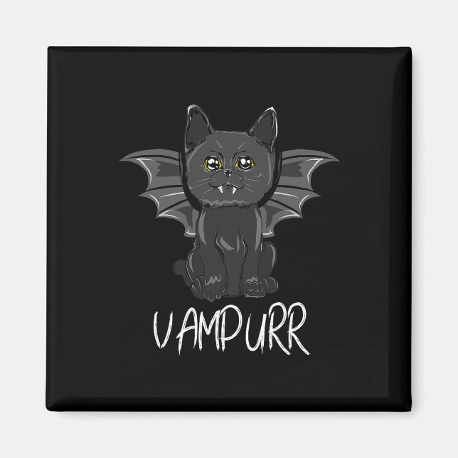 Aimant Chat de chauve-souris noir Halloween Vampire Vampu (Devant)