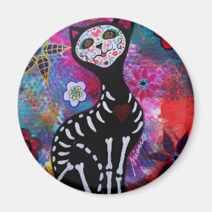 Aimant Chat de Dia de los Muertos Meow par Prisarts