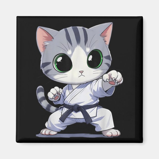 Aimant Chat de karaté aux arts martiaux Kawaii Ceinture n (Devant)
