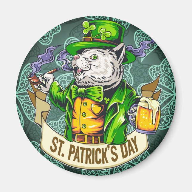Aimant Chat de la Saint Patrick (Devant)