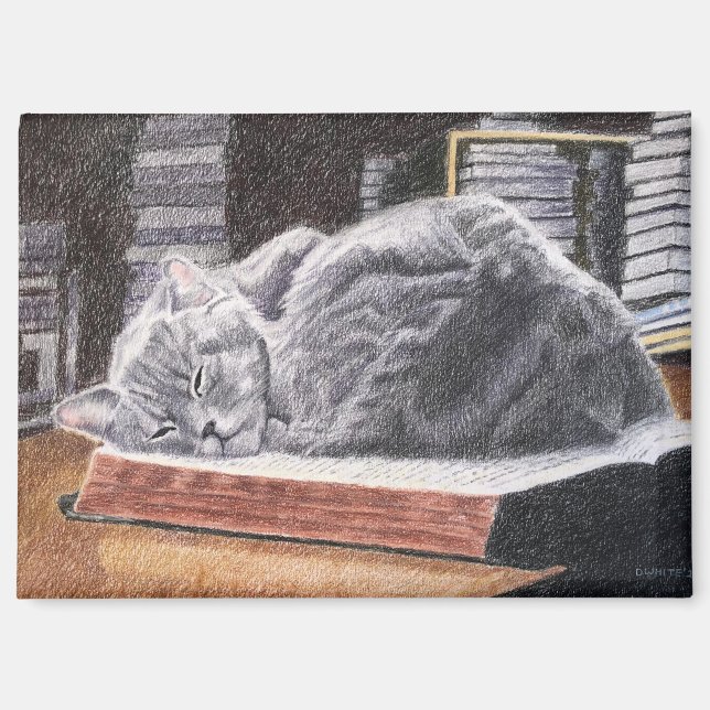Aimant Chat de librairie (Recto)