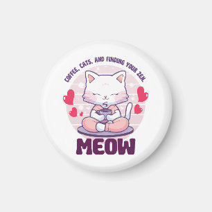 Aimant Chat de méditation - Chat Kawaii