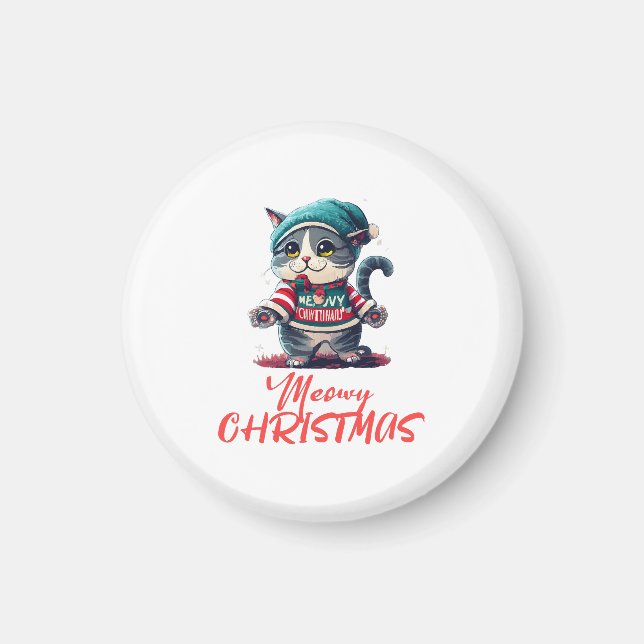 Aimant Chat de Noël  (Devant)