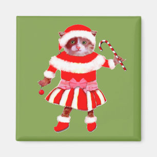 Aimant chat de Noël drôle