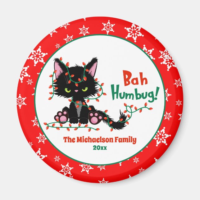 Aimant Chat de Noël marrant (Devant)