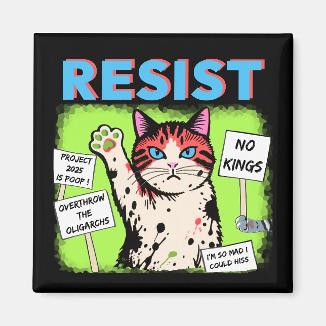 Aimant Chat de protestation de la Résistance (Devant)