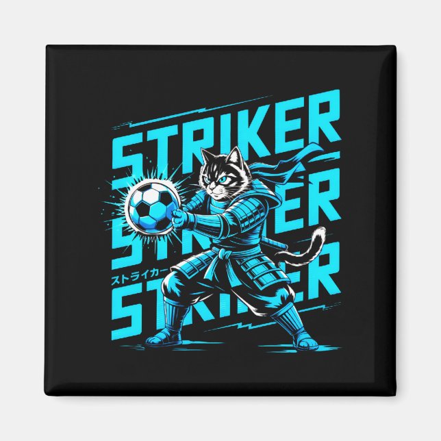 Aimant Chat de samouraï unique pour les fans de football  (Devant)