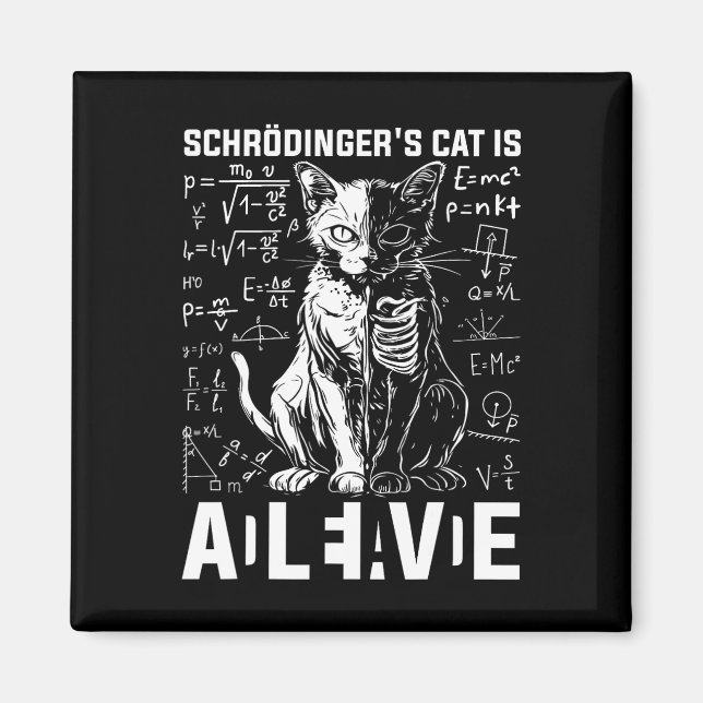 Aimant Chat de Schrodinger - Physique morte et vivante (Devant)