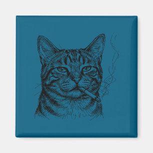 Aimant Chat décontracté fumeur croquis art amateur de fél