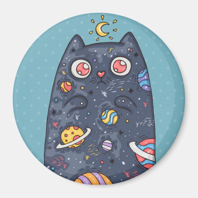 Aimant Chat d'espace mignon (Devant)
