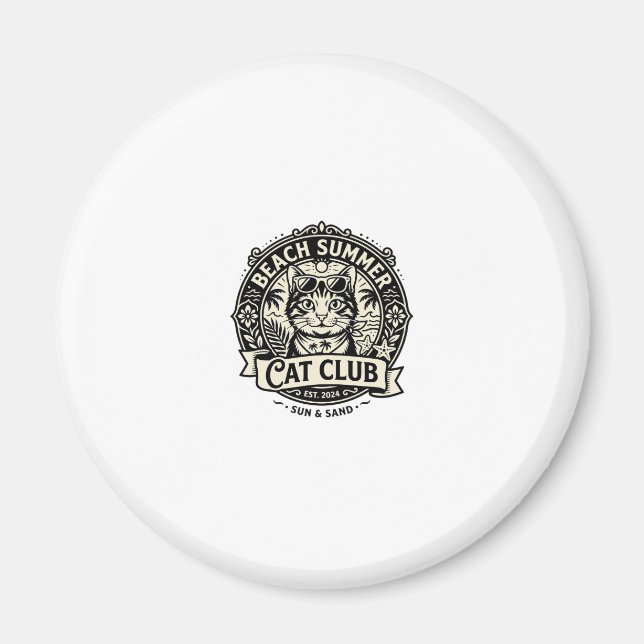 Aimant Chat d'été de plage Graphique de chat drôle - Été  (Devant)
