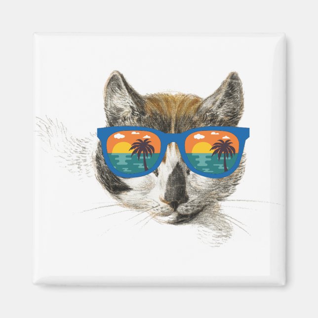 Aimant Chat d'été Funny Chat (Devant)