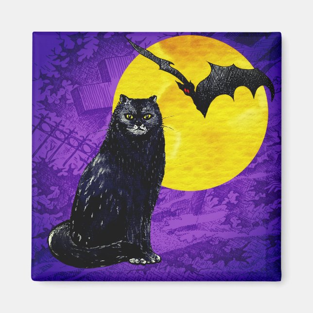 Aimant Chat d'Halloween (Devant)