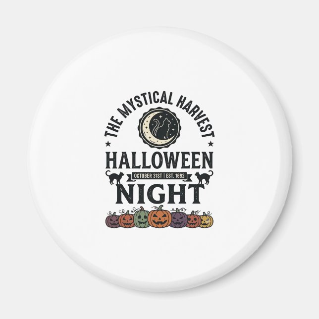 Aimant Chat d'Halloween Chats noirs Citrouilles Vintage D (Devant)