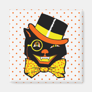 Aimant Chat d'Halloween vintage en haut