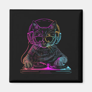 Aimant Chat Dj Edm Techno House Musique Amoureux de Chat 