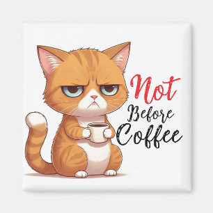 Aimant Chat drôle avec café