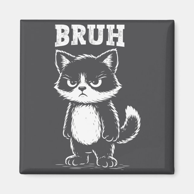 Aimant Chat Drôle Bruh Meme Sarcastique Animal Félin Cool (Devant)