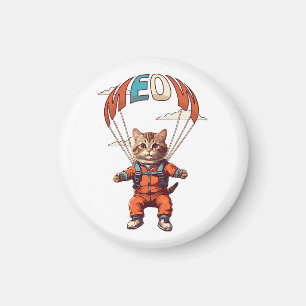 Aimant Chat drôle de parachutisme