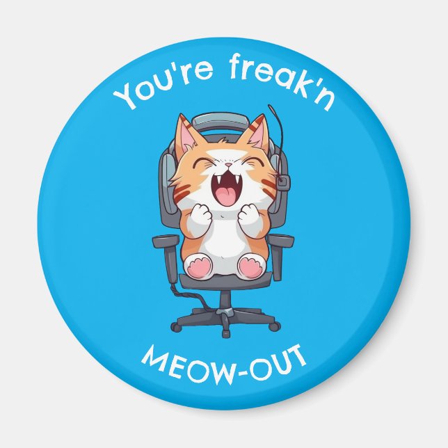 Aimant Chat Drôle qui Meow à Bloc (Devant)