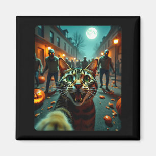 Aimant Chat drôle selfie Halloween Zombies Humour