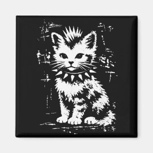 Aimant Chat drôle vintage punk mignon mème hommes femmes