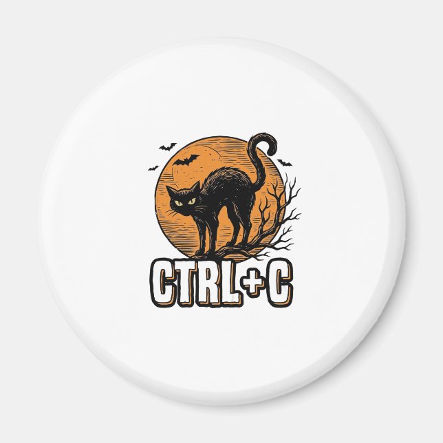 Aimant Chat effrayant CTRL C Conception vectorielle Hallo (Devant)
