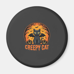 Aimant Chat effrayant Halloween Chauve-souris Lune Graphi