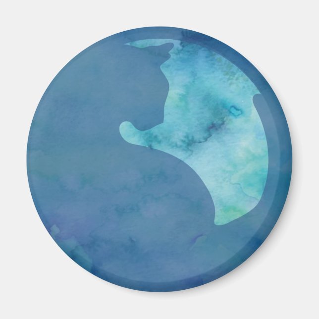 Aimant Chat en cercle - Bleu (Devant)