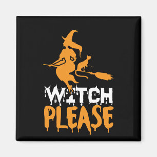 Aimant Chat en sorcière d'Halloween S'il vous plaît Anniv