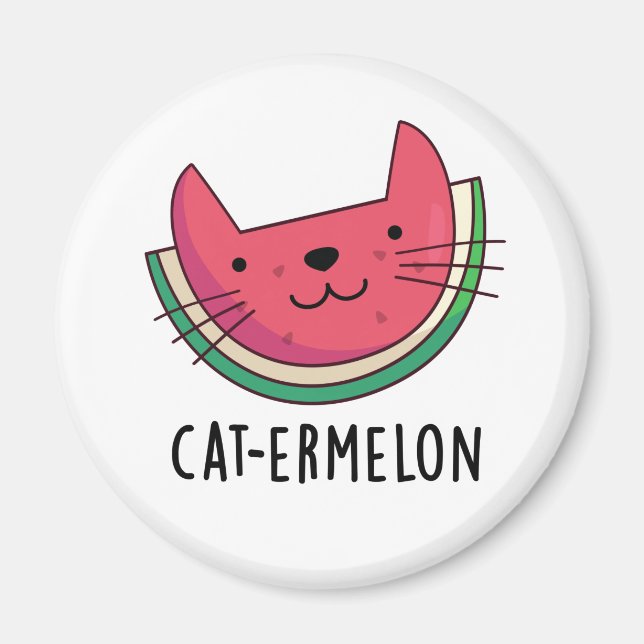 Aimant Chat-Ermelon Funny Chat Watermelon Pun (Devant)