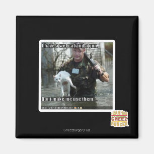 Aimant Chat et arme à feu humides