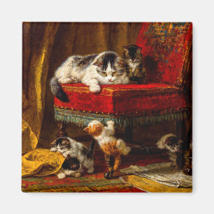 Aimant Chat et chatons Jouer avec chaise