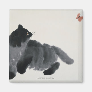 Aimant Chat et papillon