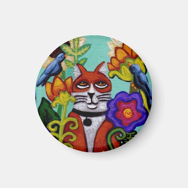 Aimant chat et quatre oiseaux (Devant)