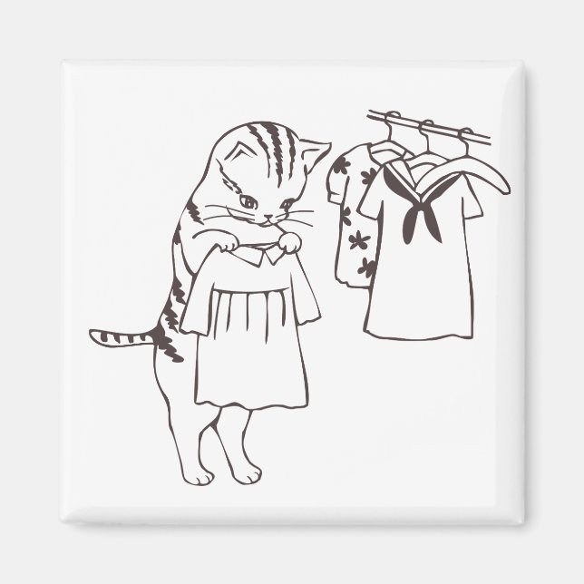 Aimant chat faisant la lessive (Devant)