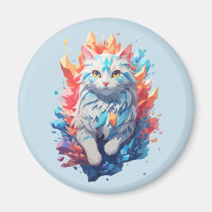 Aimant Chat Fantastique de Feu et de Glace