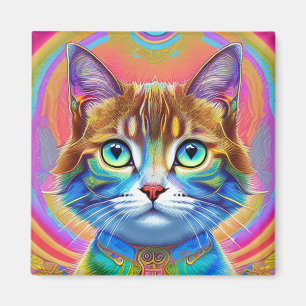 Aimant Chat fantastique Mystique coloré