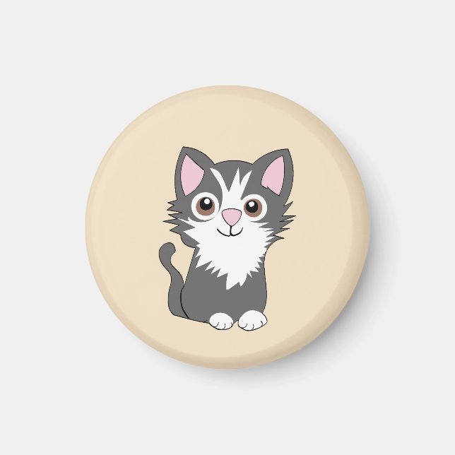 Aimant Chat gris et blanc (Devant)
