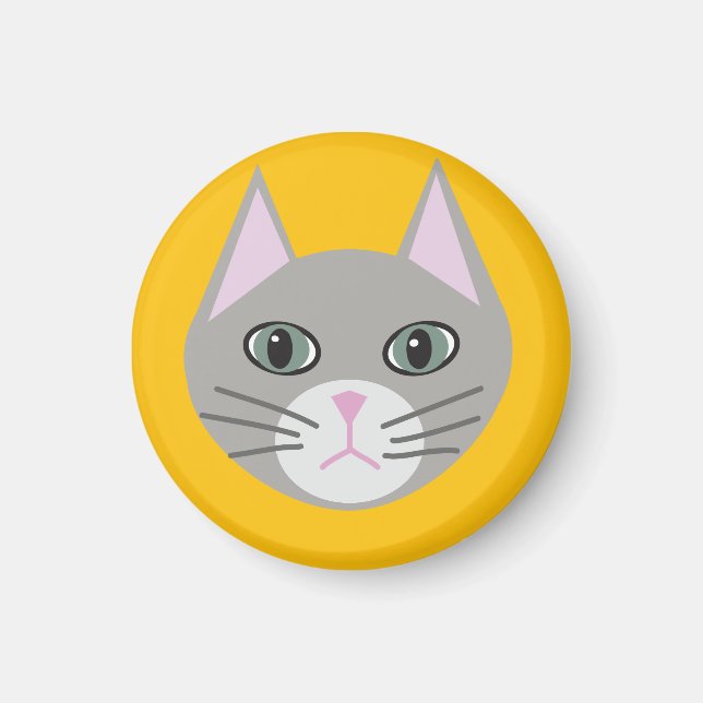 Aimant Chat gris, Jaune (Devant)