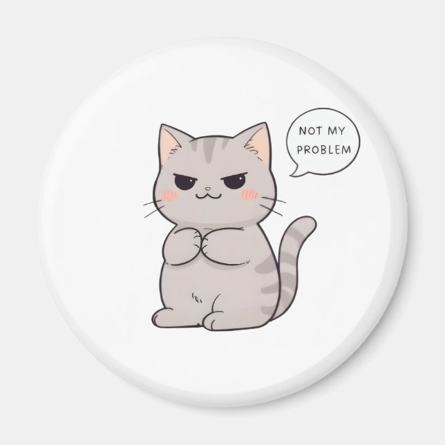 Aimant Chat imperturbable "Pas Mon Problème" Design Amusa (Devant)