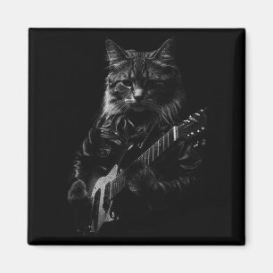 Aimant Chat jouant de la guitare Rock Star Rock And Roll